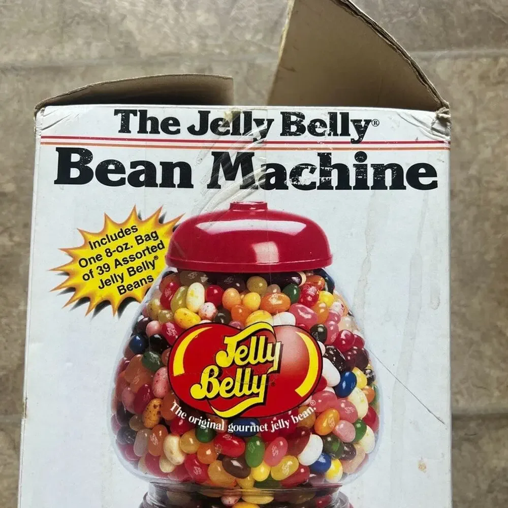 Vtg 90s Jelly Belly Bean Machine Dispenser Metal Coin Bank Retro Nostalgic Candy